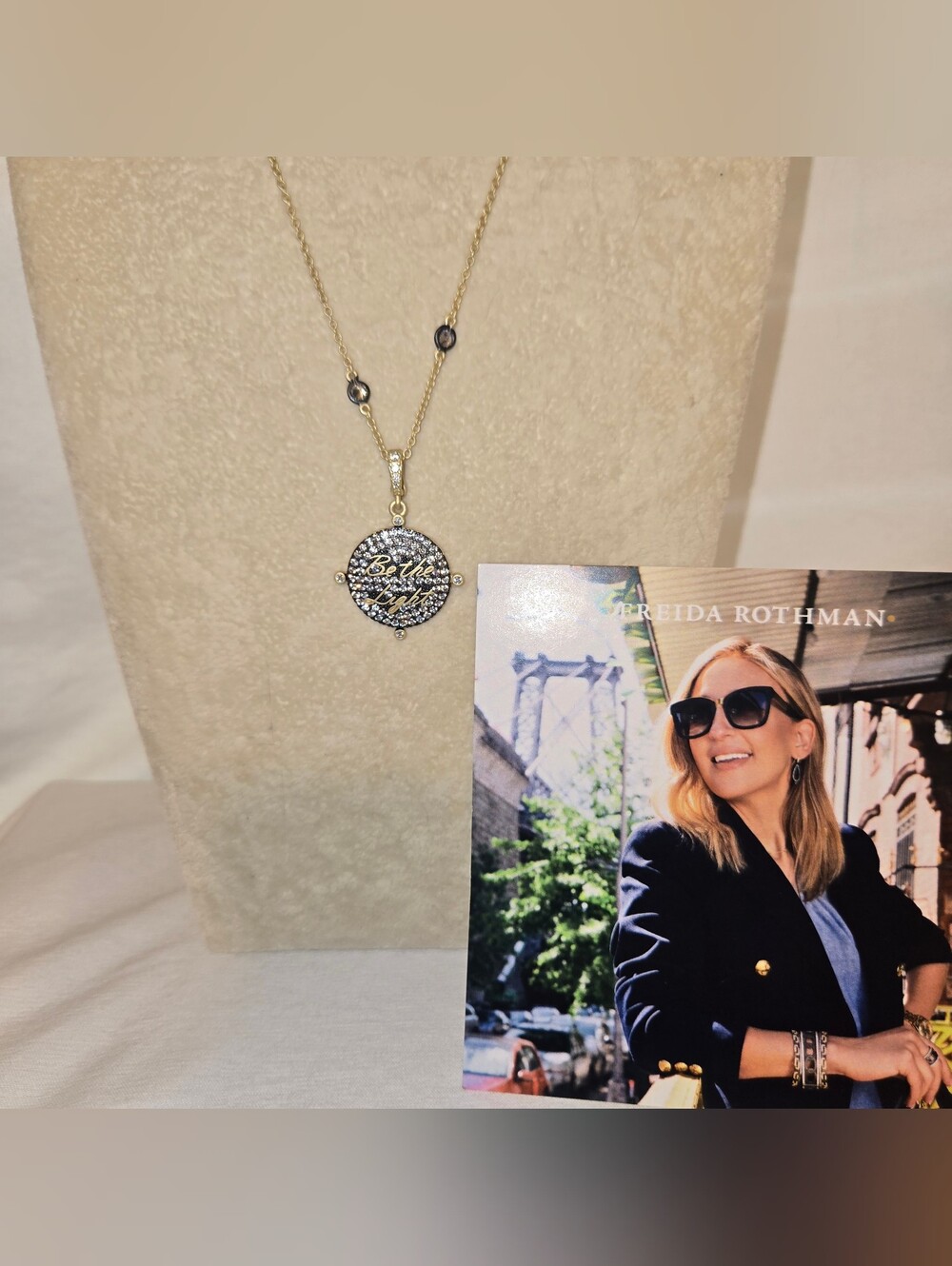 Freida Rothman Be the Light Pavé Crystal Round Necklace 16" - 18" MSRP $395